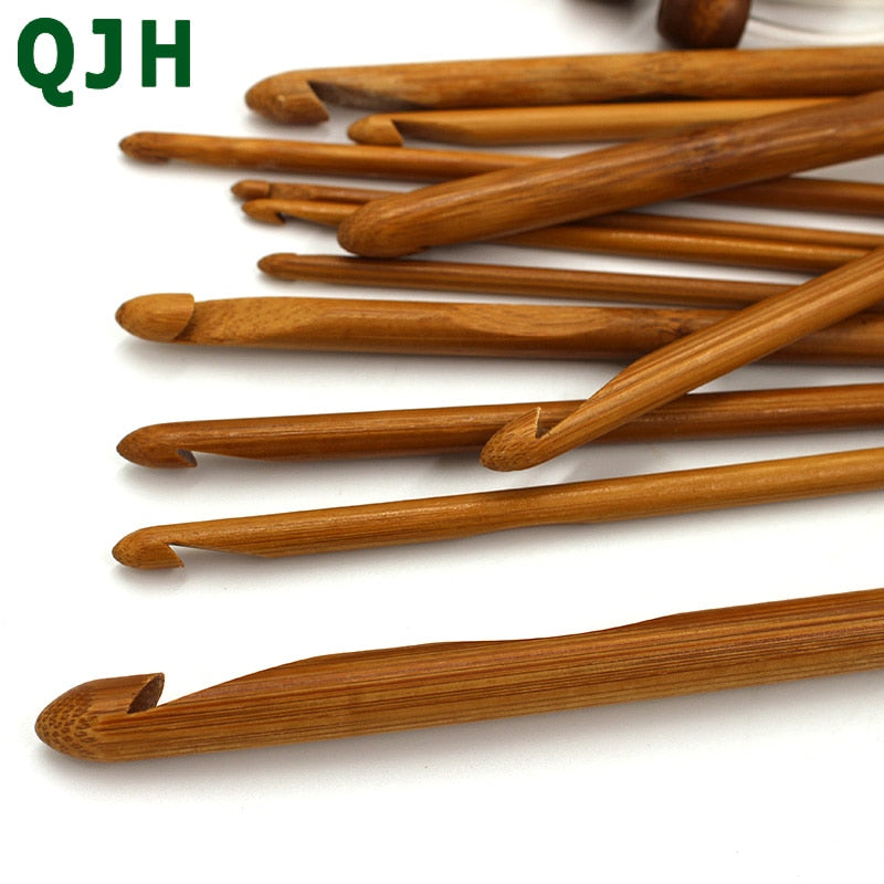 Natural Bamboo Flexible Afghan Tunisian Carpet Crochet Hooks Needles 1.2 m Crochet Hooks Needles Set 12 Sizes (3-10mm)