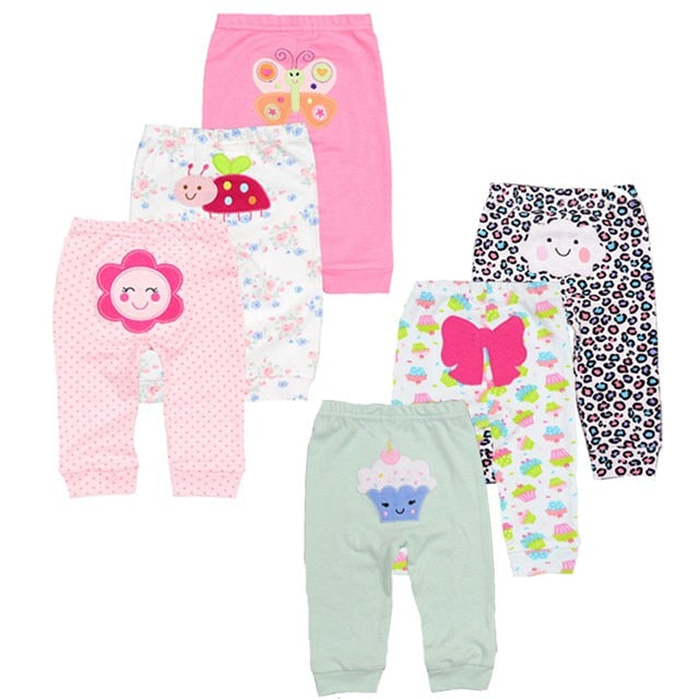 3/6 Pieces Baby Trousers Cotton Autumn Cartoon Animal Print Leggings Boys Girls Long Baby Pants