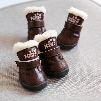 4pcs/set Snow dog clothing &amp; shoes Winter Cotton Shoes For Dog Yorkshir Anti Slip Warm Puppy Lot Little Small Animal Accessories