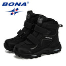 BONA  New Style Winter Boys Boots Children Shoes For Kids Sneakers Leather Boots Plush Warm Flat Ankle Boots Comfortable
