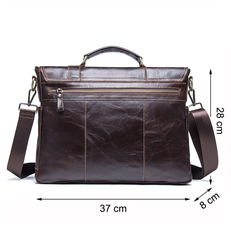 CONTACT'S Herren Aktentasche Echtes Leder Business Handtasche Laptop Casual Große Umhängetasche Vintage Messenger Bags Luxury Bolsas