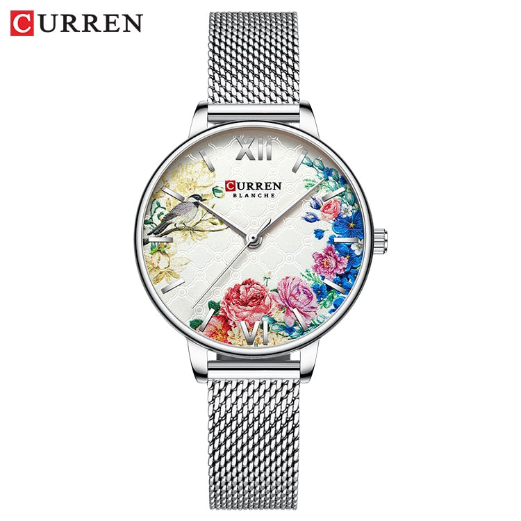 Damenuhren CURREN Schwarze Uhr Edelstahl Mesh Quarz Armbanduhr Weibliche Casual Charm Watch für Damen relogios feminino