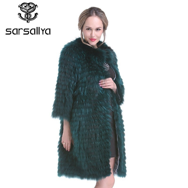 Fox Fur Coats Women Silver Fox Natural Fur Coats Female Autumn Knitted Long Genuine Fur Jackets Ladies Fashion Luxury 2020 New