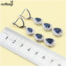 XUTAAYI Top Quality  Silver Jewelry Sets Blue Created Sapphired Flawless Necklace/Rings/Earrings/Bracelet For women