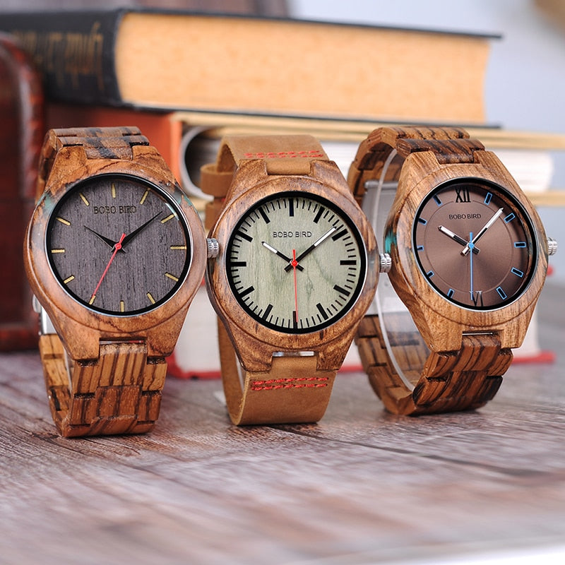 BOBO BIRD Wood Men Watch erkek kol saati Fashion Luxury Design Watches Women Wooden and Agate Inlay Case relogio masculino V-Q05