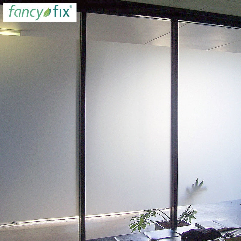 FANCY-FIX 45cm width Frosted Glass Window Film Privacy,Office Bathroom Bedroom Static Cling Adhesive Glass Sticker Film No Glue