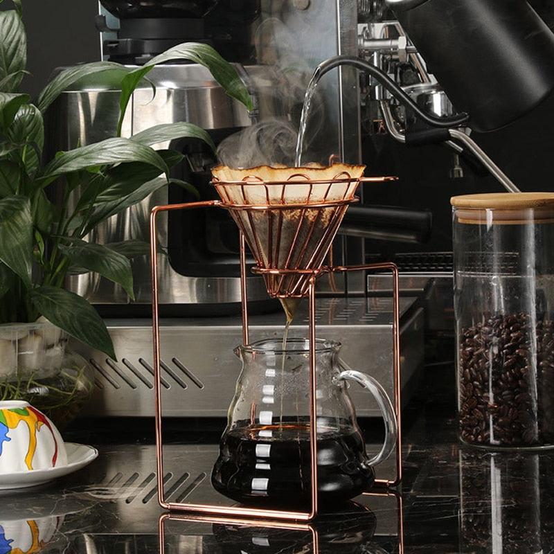 Kaffeefilter Kaffeemaschine Dripper Geometrischer, wiederverwendbarer Kaffeefilterständer zum Übergießen, permanenter Filterkorb