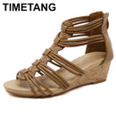 TIMETANG2021 Neue Ankunft Frauen Schuhe Komfort Rom Gladiator Casual Strand Sandalen Frau Sommer Zip Alias ​​Größe 35-42E388