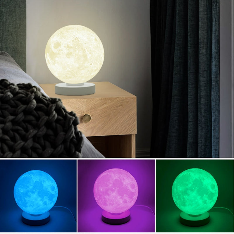 Lámpara de Luna inteligente impresa en 3D, lámpara de escritorio LED, Alexa, asistente de Google, WiFi, Control de voz, luz Lunar colorida, luz de mesa creativa