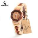BOBO BIRD M25 Reloj de madera para mujer Movimiento de cuarzo de lujo Reloj de pulsera ligero para mujer Relojes de mujer con caja de regalo