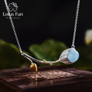Lotus Fun Real 925 Sterling Silber Naturstein Handgemachter Designer Feiner Schmuck Elegante Lotusknospen-Halskette für Frauen