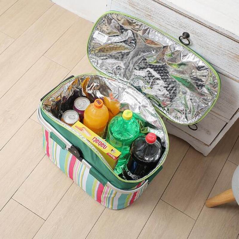 26L Oxford Shopping Basket Cooler Bags Foldable Handbag for Wine Food Fruits Keeping Fresh Lunch Bag for Women Kids Picnic bags