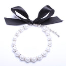 Pearls Dog Necklace Cat Collar with Bling Accessories Pet Puppy Jewelry for Female Dogs Cats