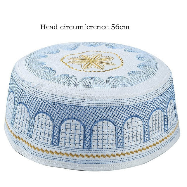 2020 muslim hats Cotton Embroidery Arab Men Prayer Hat Musliman Turban Man Hijab Bonnet Saudi Arabian Islam Jewish India Caps