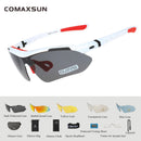 COMAXSUN Professionelle Polarisierte Fahrradbrille Fahrradbrille Outdoor Sport Fahrrad Sonnenbrille UV 400 Mit 5 Gläsern TR90 2 Style