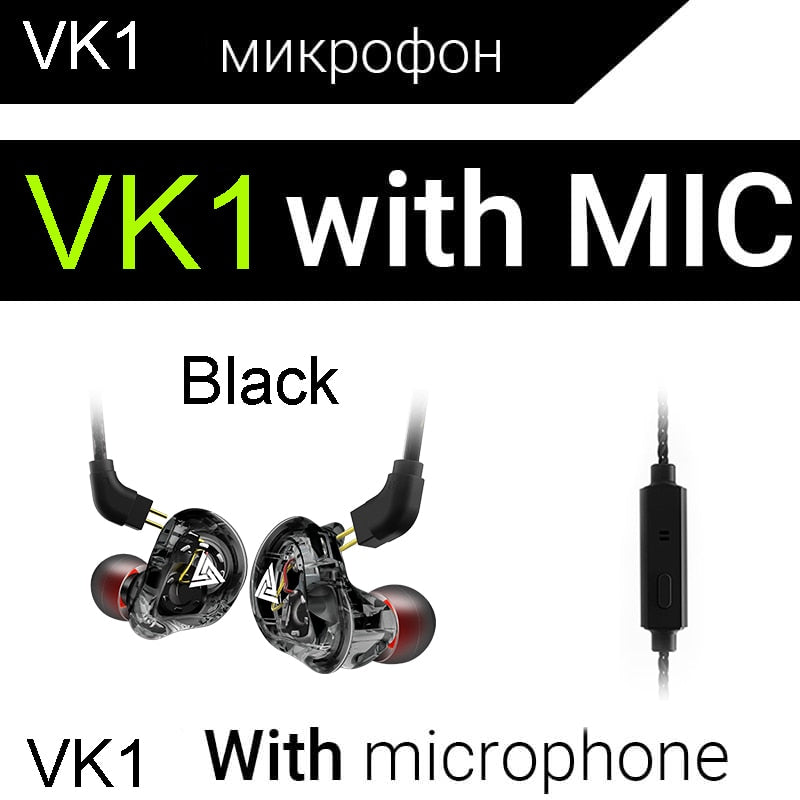 New QKZ VK1 4DD In Ear Earphone HIFI DJ Monito Running Sport Earphones Earplug Headset Earbud ZS10 ZS6 fone de ouvido audifonos