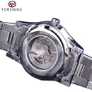 Forsining Classic Dragon Design Silber Edelstahl Diamant Display Herren Automatik Armbanduhren Top Marke Luxus Montre Homme