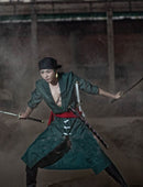 5 UNIDS Anime Japonés Roronoa Zoro Cosplay Traje Comic Halloween Cosplay traje Conjunto Completo peluca y pañuelo envío gratis