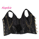 Hochwertige 12 Stahlknochennietkette Gothic Steampunk Korsett Damen Weste Top Taillenkontrolle Leder Sexy Korsetts und Bustiers