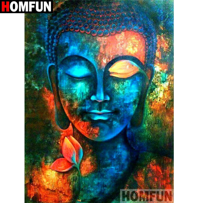 HOMFUN Full Square/Round Drill 5D DIY Diamond Painting &quot;Religious Buddha&quot; 3D Diamond Embroidery Cross Stitch Home Decor A19781