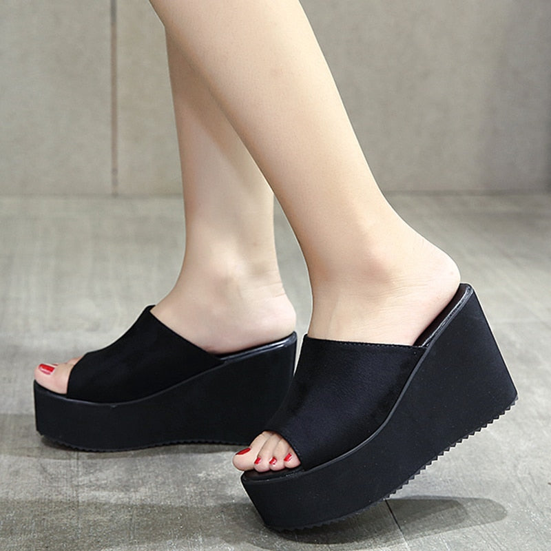 Gdgydh Summer Slip On Women Wedges Sandals Platform High Heels Fashion Open Toe Ladies Casual Shoes Comfortable Promotion Sale