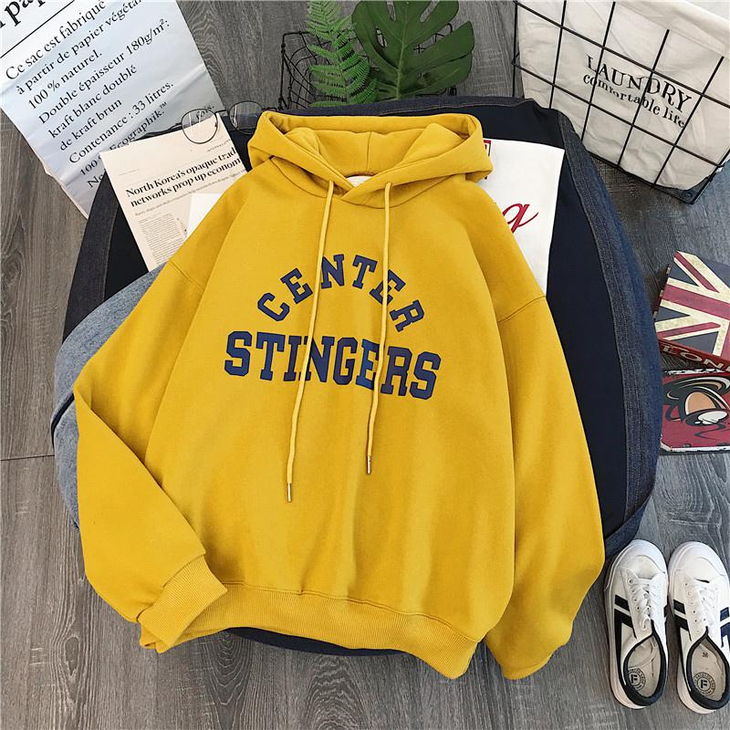 Zuolunouba Winter Thick Section Damenbekleidung Print Letter Harajuku Damen Hoody Sweatshirt Mode Langarm Lady Pullover