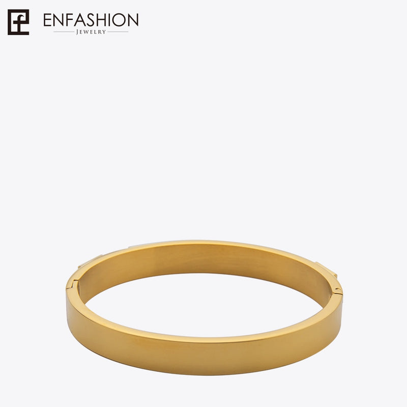 Enfashion Zirconia Crystal Cuff Bracelet Manchette Gold color Stainless Steel Bangle Bracelet For Women Bracelets Bangles 172001