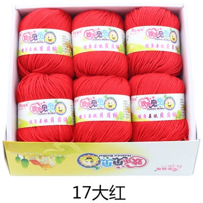 6balls/lot 73 Colors Milk Cotton Yarn Baby Wool Yarn DIY Knitting Children Sweater Hat Hand Knitted Yarn Knit Blanket Crochet