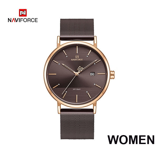 NAVIFORCE Couple Watch Luxury Quartz Mens Watch Women Simple Wristwatch Clock for Male Female Waterproof Lovers Gift Watch 2019