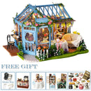 CUTEBEE DIY Puppenhaus Holz Miniatur Mini Puppenhaus mit Garten zum Bauen von Möbeln Kit Casa Spielzeug für Kinder Geburtstagsgeschenk