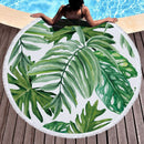 Grüne Blätter Sommer rund Strandtuch Mikrofaser mit Kordelzug Rucksack Tasche Badetücher Matte Bikini Cover Up mit Quasten weich