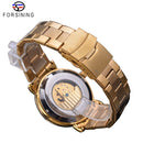 Forsining Automatische Mechanische Business-Uhr Herrenuhr Goldene Mondphase Stahlband Armbanduhren Top-Marke Relogio Masculino