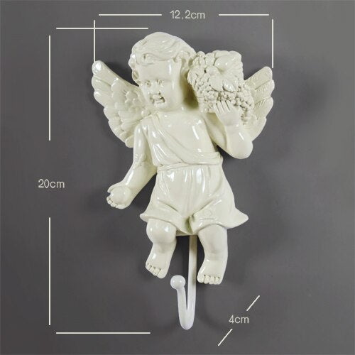 European angel statue wall decor hanger Creative TV blackground home mural living room wall art coat bag keys holder hanger