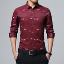 MIACAWOR Neue Männer Freizeithemden Mode Druck Camisa Masculina Slim Fit Langarm Camisa Soziale Männer Kleidung Plus Größe 5XL C379