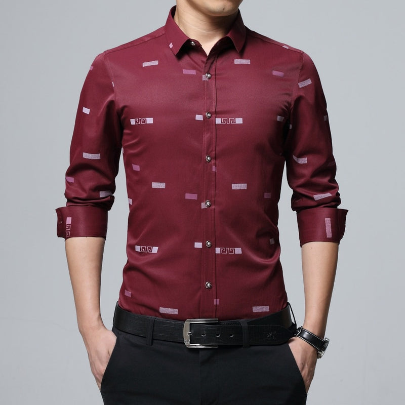 MIACAWOR Neue Männer Freizeithemden Mode Druck Camisa Masculina Slim Fit Langarm Camisa Soziale Männer Kleidung Plus Größe 5XL C379