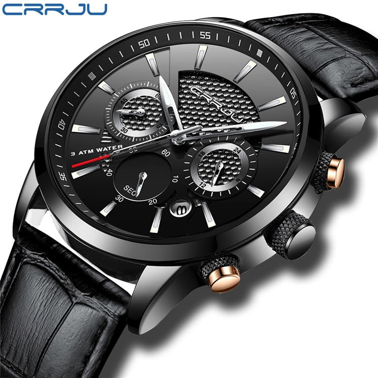 CRRJU, nuevos relojes deportivos de cuarzo a la moda para hombre, reloj de cuero de negocios de lujo, relojes de pulsera impermeables, reloj Masculino, reloj Masculino