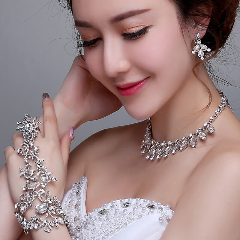Pulseras nupciales, accesorios de boda, pulsera de cadenas de mano, joyería de diamantes de imitación para mujer, pulseras y brazaletes Bridemaid