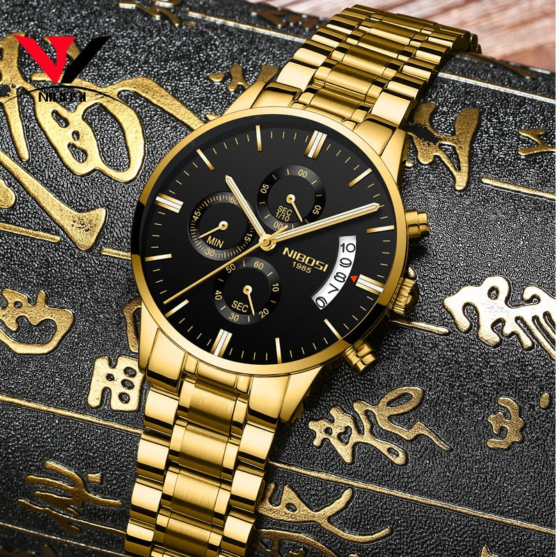 Relogio Masculino NIBOSI Sports Watches For Men Military Army Analog/Chronograph Men Watch Stainless Steel Dress Male Clock Saat