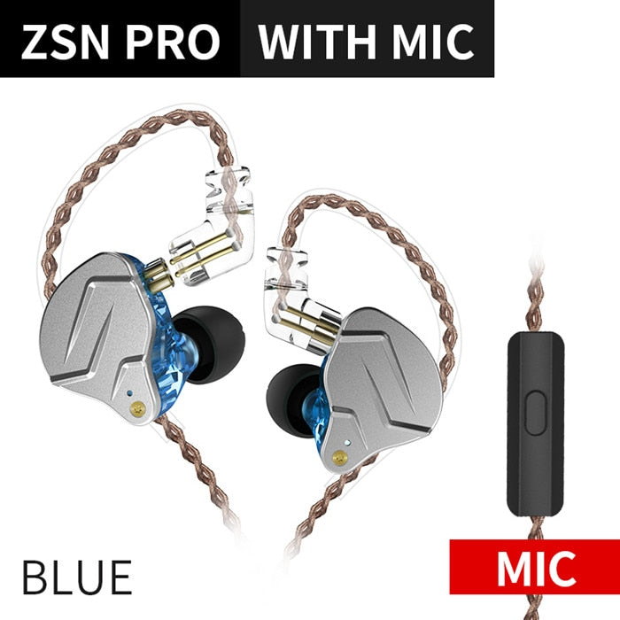 KZ ZSN Pro In-Ear-Kopfhörer Hybrid-Technologie 1BA + 1DD HIFI-Bass-Metall-Ohrhörer Sport-Headset-Monitor mit Geräuschunterdrückung