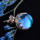 ITSMOS Blue Round Crystal Stud Earring 100% s925 silver Wave Lace Simple Elegant Earring for Women Gemstone Jewelry Gift