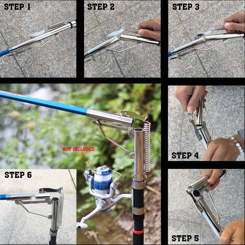 GHOTDA New Foldable Automatic Double Spring Angle Angelrute Tackle Bracket Anti-Rost Stahl Fishing Bracket Rod Holder Fish Ta