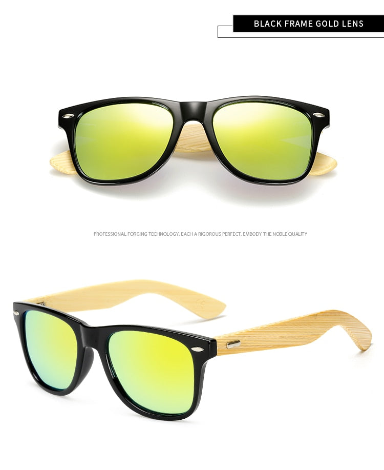 Gafas de sol de bambú de madera polarizada LongKeeper para mujer, diseño de marca para hombre, gafas de sol con brazos de madera reales, lentes de espejo, Gafas de sol