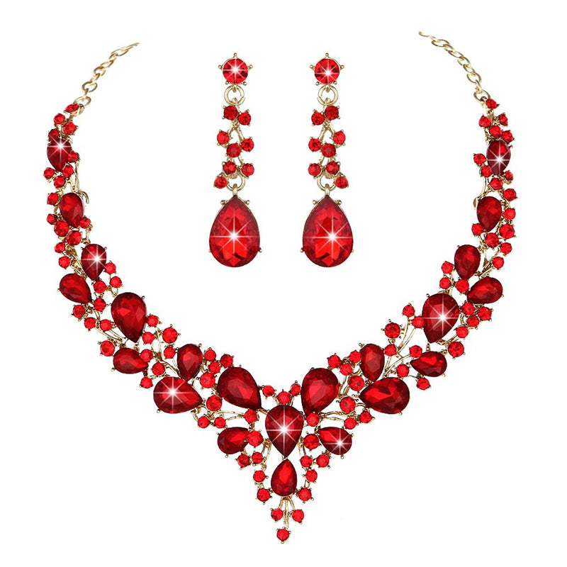 Zarte Frauen Österreichische Kristall Schmuck Sets 16 Farben Für Braut Hochzeit Halskette Und Ohrringe Sets Dame Party Modeschmuck