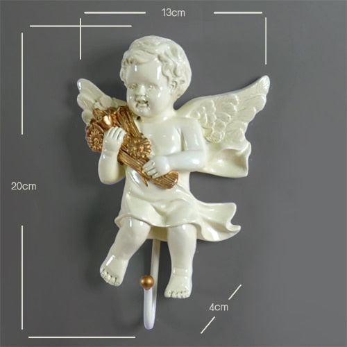 European angel statue wall decor hanger Creative TV blackground home mural living room wall art coat bag keys holder hanger