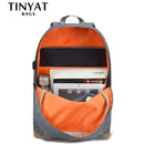 TINYAT, mochilas para ordenador portátil de 15 pulgadas para hombre, mochilas escolares para ordenador, mochilas de ocio para adolescentes, Mochila de hombro de viaje gris