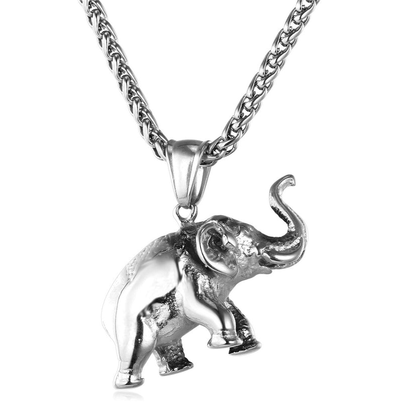 U7 Edelstahl Gold Farbe Elefant Halskette Trendy Männer Schmuck Charm Anhänger &amp; Kette Tier Glück Schmuck Geschenk P755