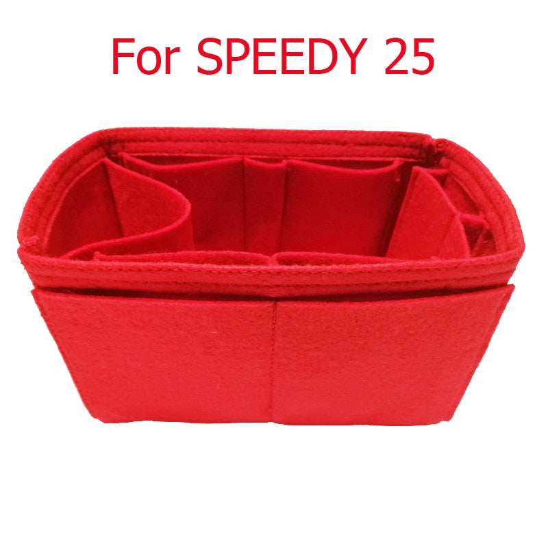 SPEEDY 25 30 35 Bolsa de inserción de tela de fieltro Organizador de bolso de maquillaje Organizador de viaje Bolso interior Bolsas de cosméticos portátiles Nunca llenas