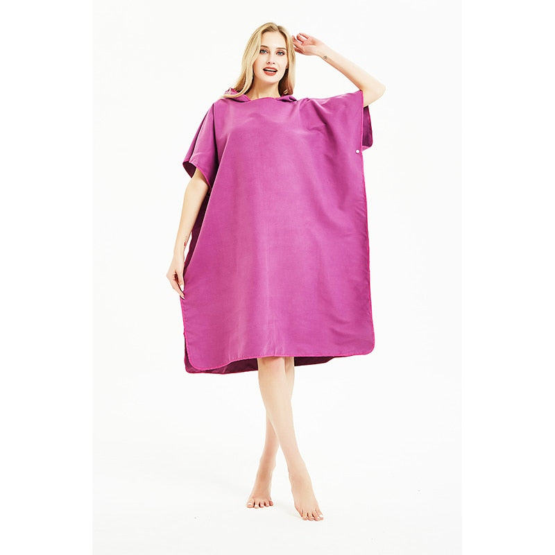 Traje de neopreno de secado rápido de microfibra Toalla de poncho de cambio de bata con capucha para nadar, playa, peso ligero, poncho de surf en la playa