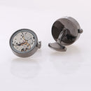 Heißer Verkauf Männer Unbewegliche Uhr Manschettenknöpfe Runde Edelstahl Steampunk Gang Uhrwerk Manschettenknöpfe Mit Glas Anzüge Hochzeit