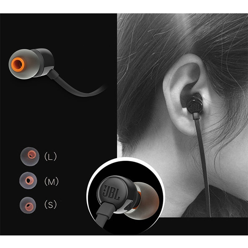 JBL T110 3,5mm auriculares con cable estéreo música graves profundos auriculares TUNE110 auriculares deportivos Control en línea manos libres con micrófono